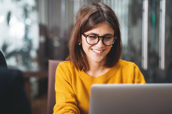 Woman using computer