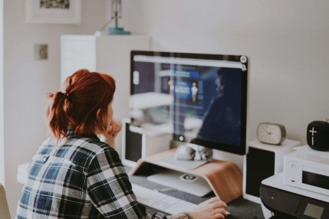 woman working at home