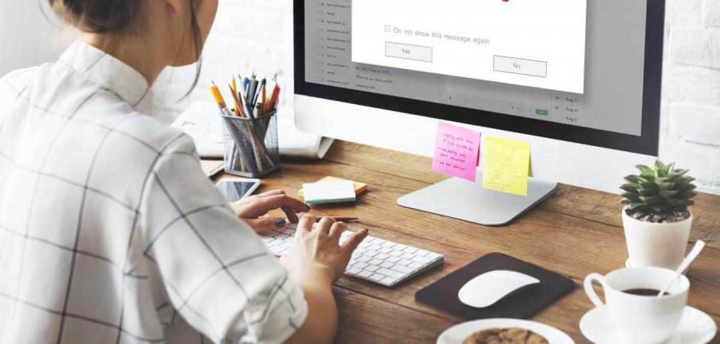 woman working on computer